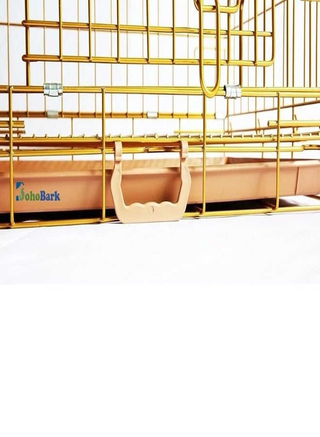 BohoBark PET Gold Color Folding Design Dog Crate Puppy Kennel with Removable Floor Grid and Pull Out Tray 18 inch - Image 4